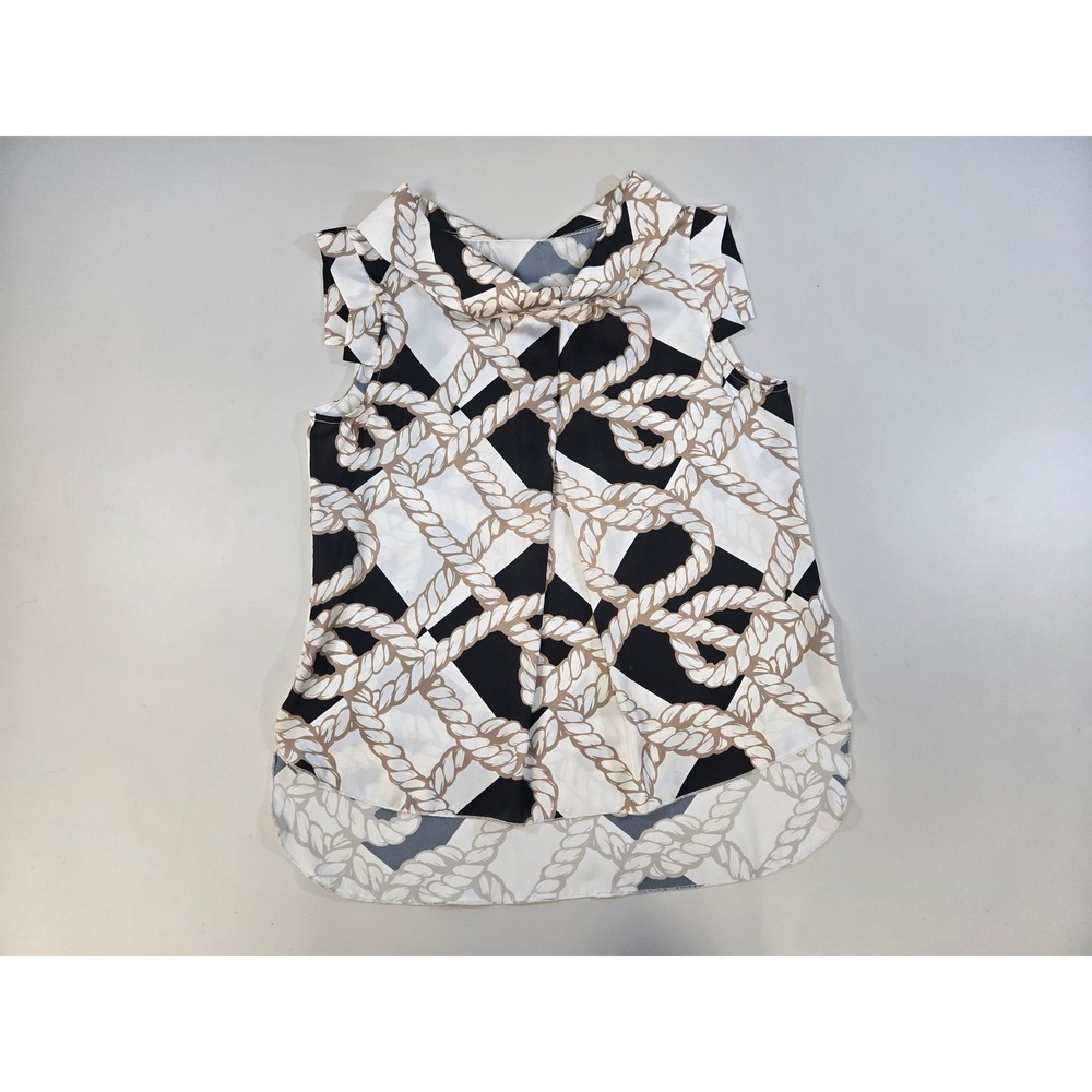 Rinascimento‎ Italy Nautical Rope Print Cowl Neck High Low Sleeveless Top Large